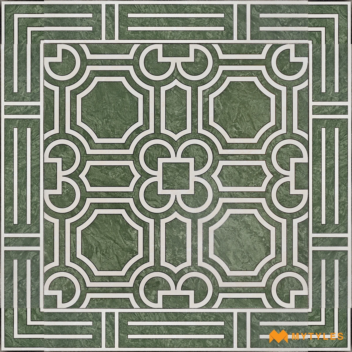 Green Geometric Carpet Tile | Jade Arcade