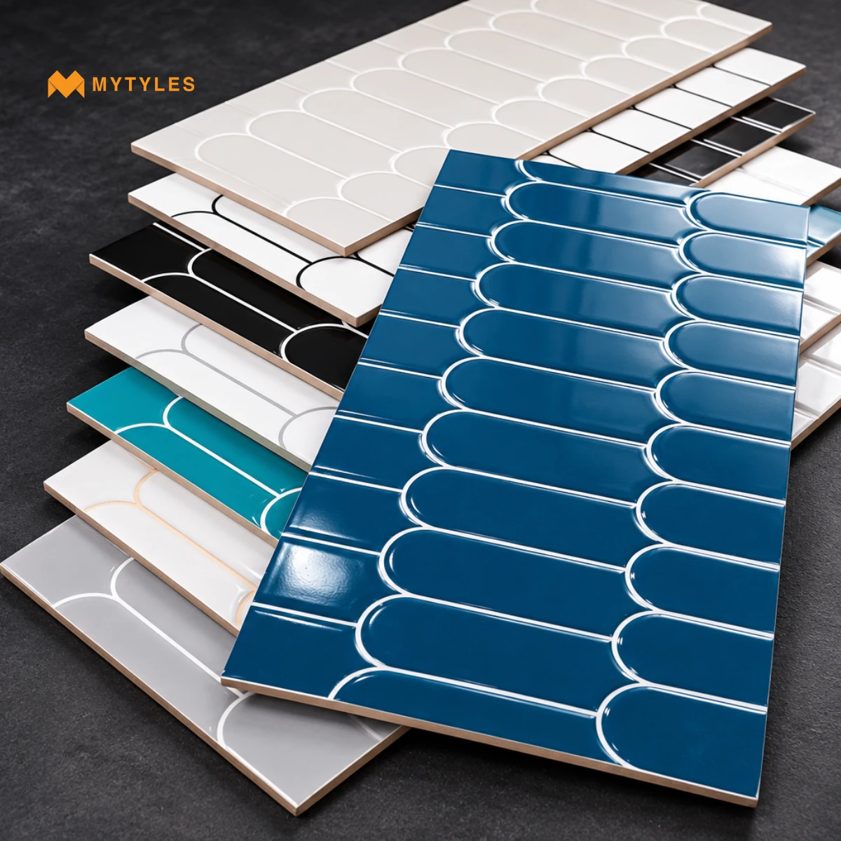 Deep Blue Arch Geometric Tile | Sapphire Arc