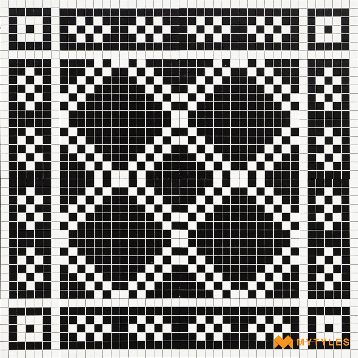Black & White Mosaic Carpet Tile | Pixel Noir