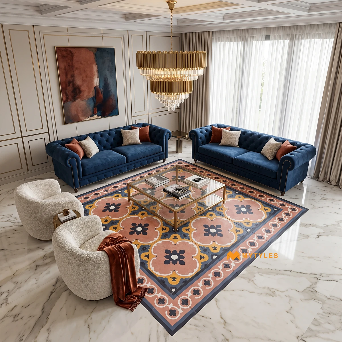 Pink Floral Carpet Tile | Rosette Manor