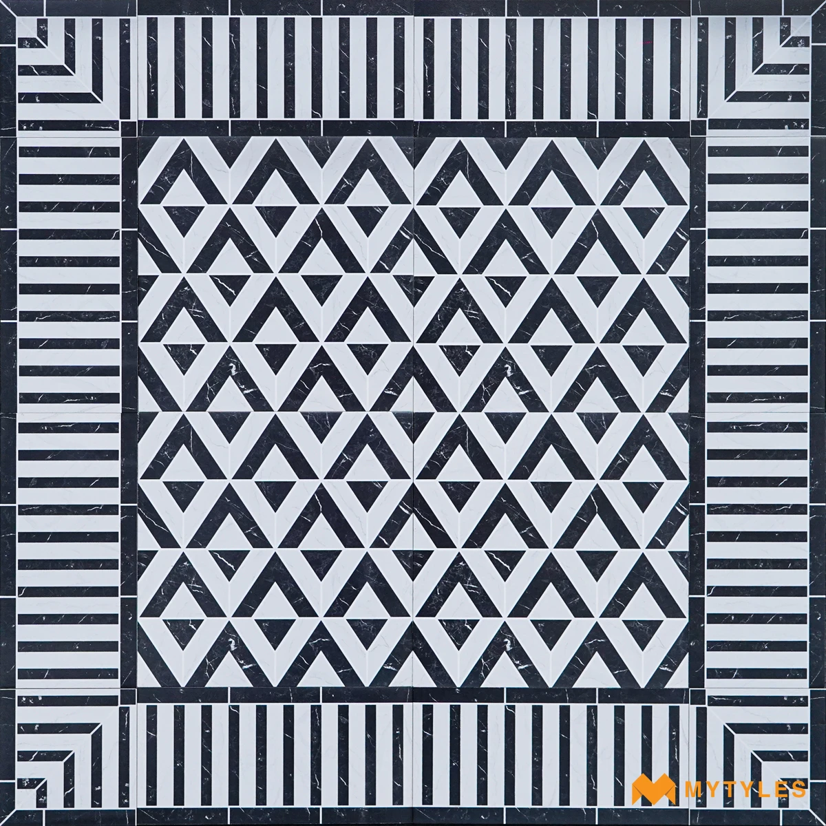 Black & White Geometric Carpet Tile | Noir Facet