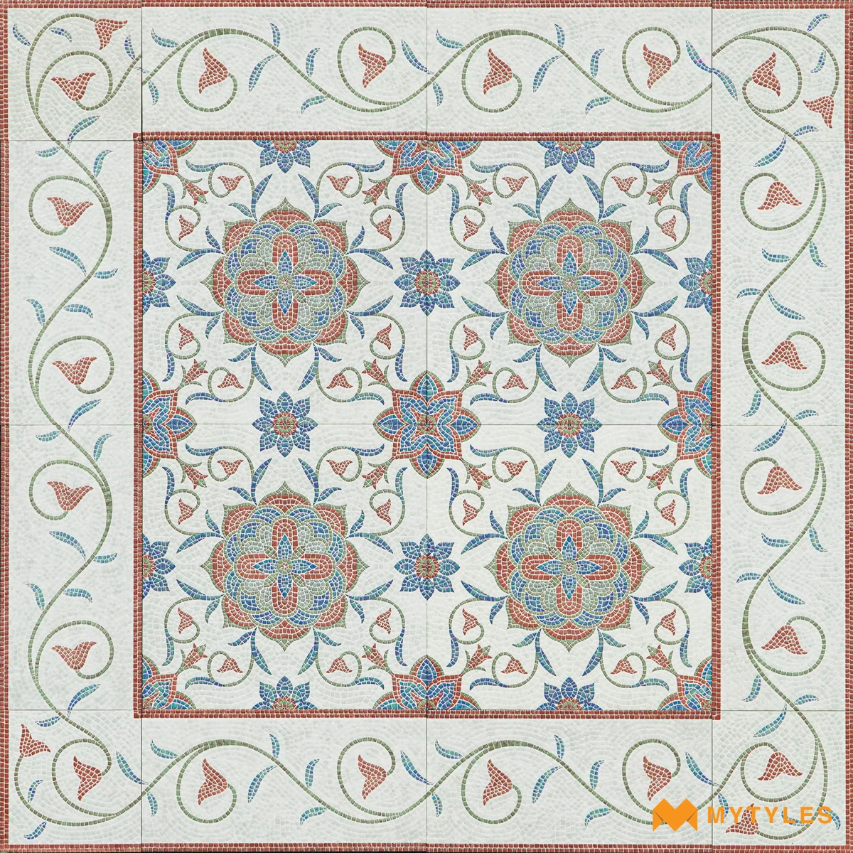 Cream Floral Carpet Tile | Mosaic Bloom