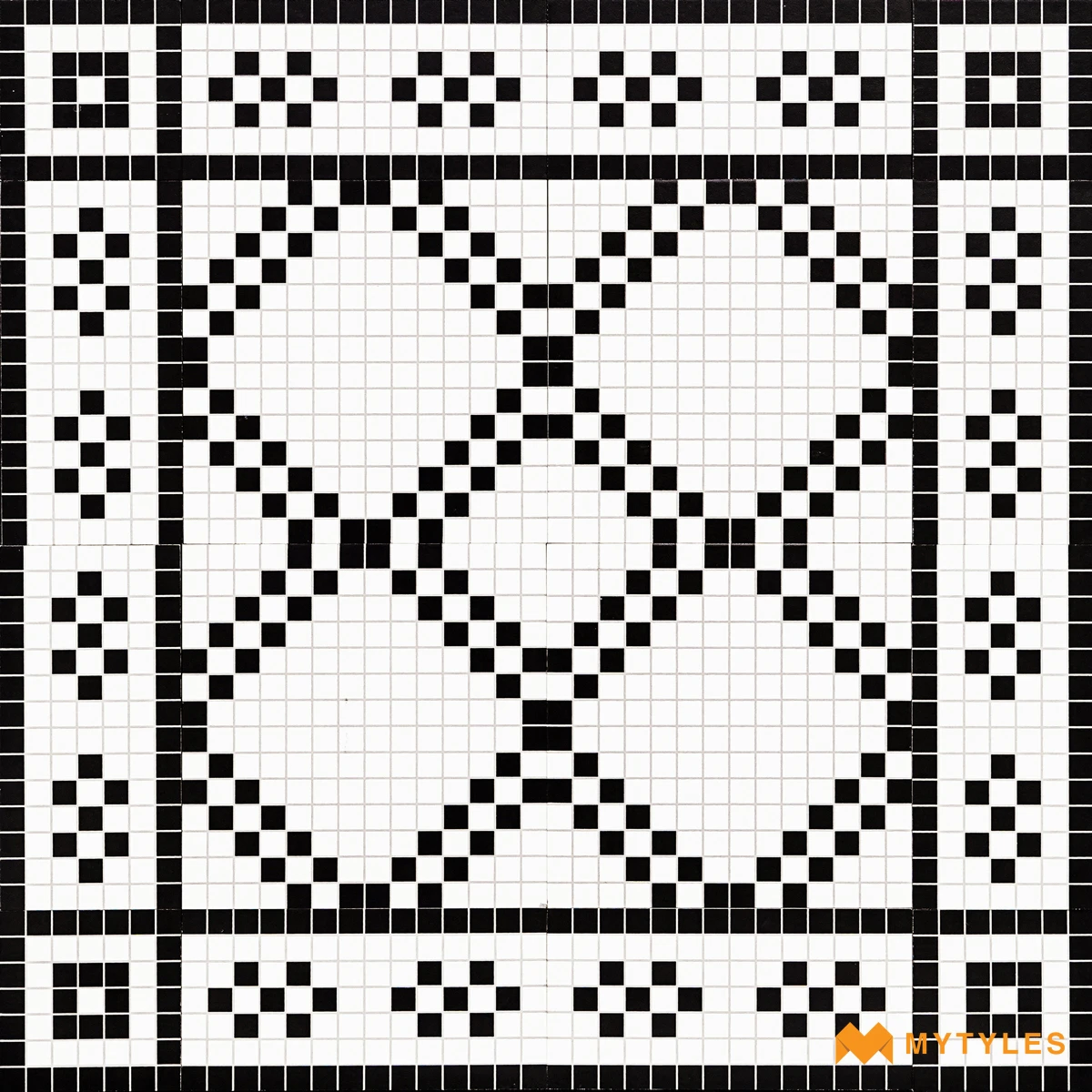 Black and White Mosaic Carpet Tile | Pixel Trellis