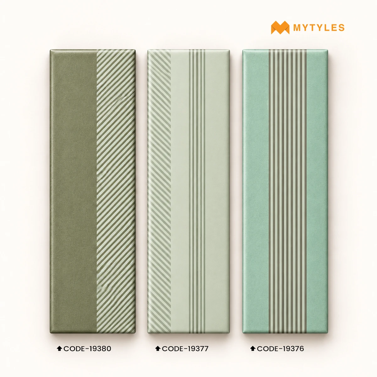 Green Striped Subway Tile | Sage Linear Harmony