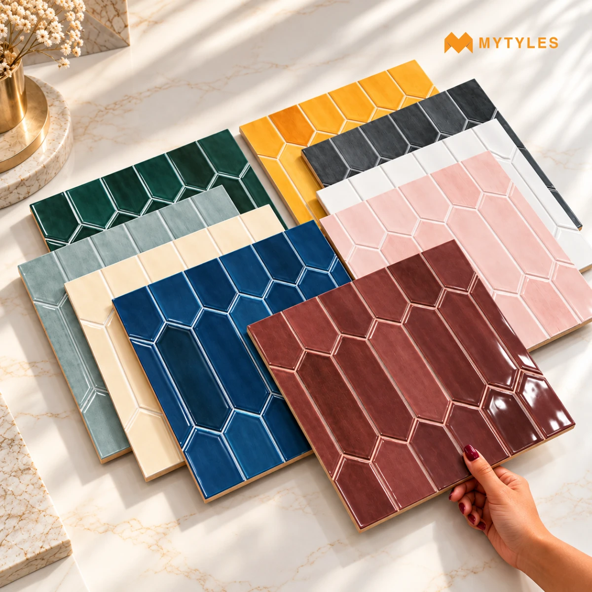 Glossy Picket Subway Tile | Faceted Spectrum