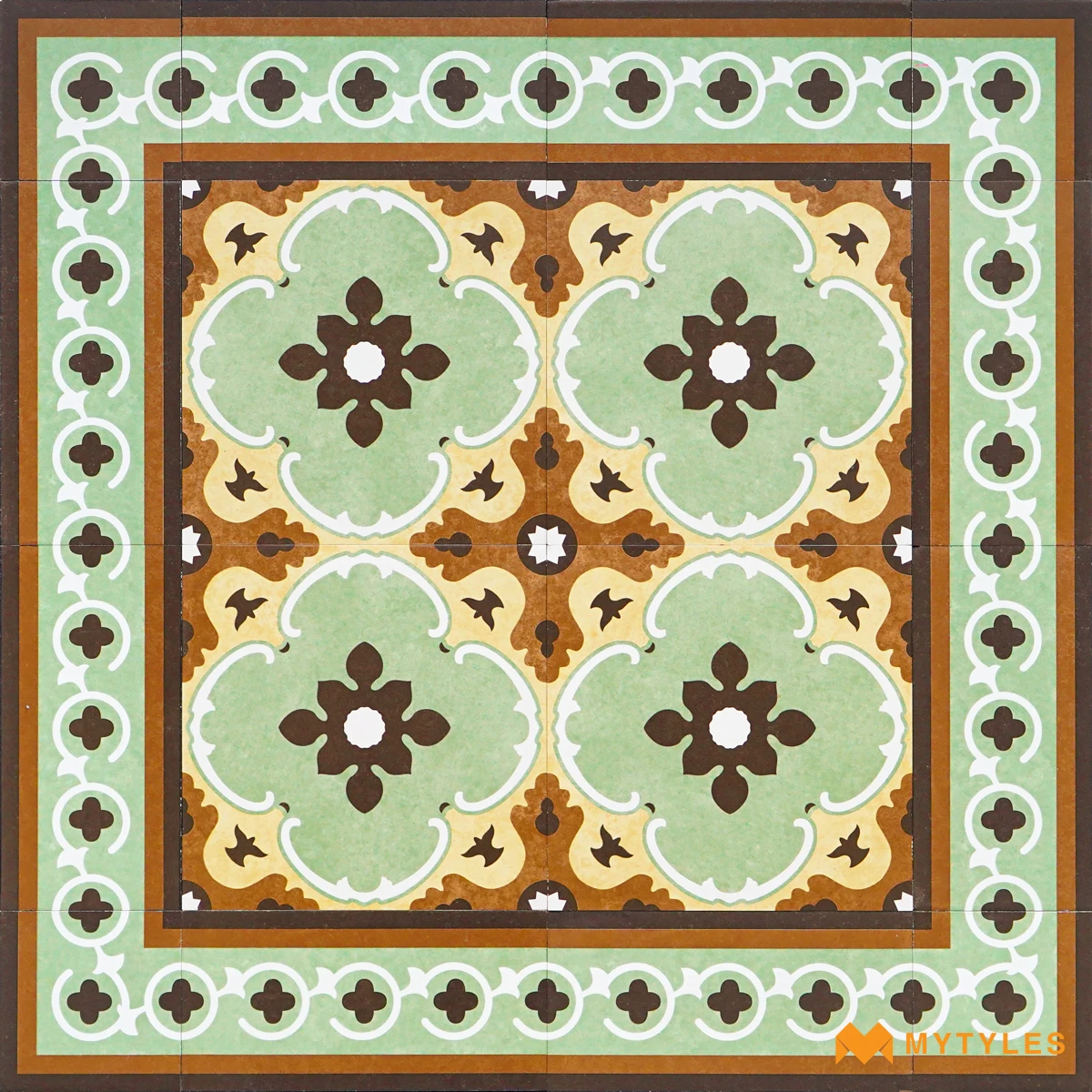 Green Floral Carpet Tile | Mint Heirloom