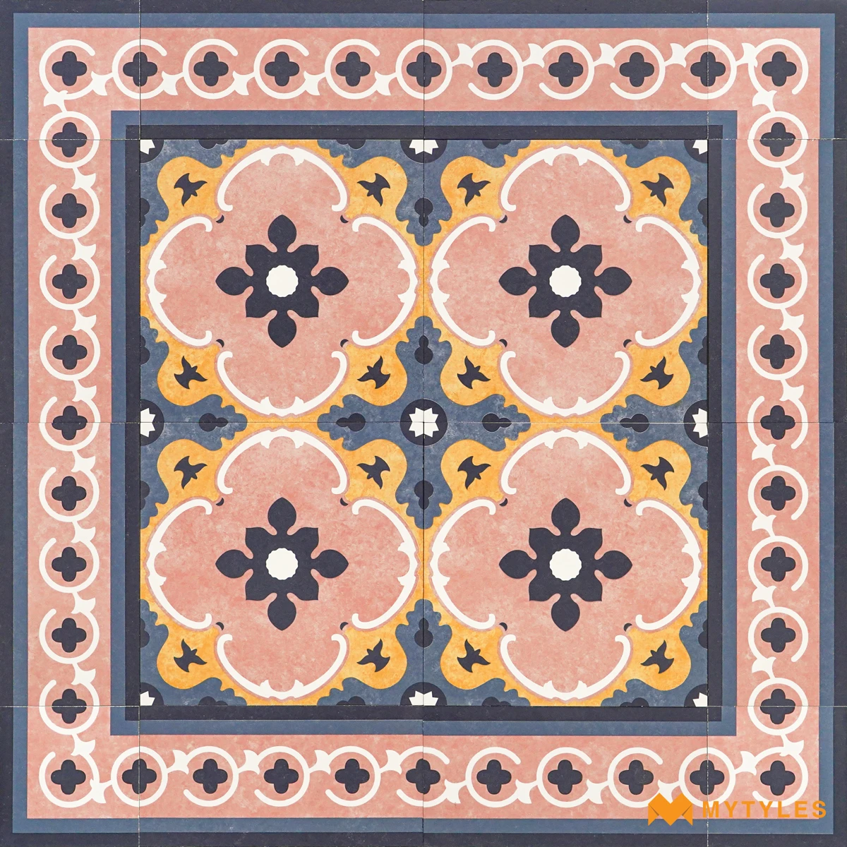 Pink Floral Carpet Tile | Coral Quatrefoil