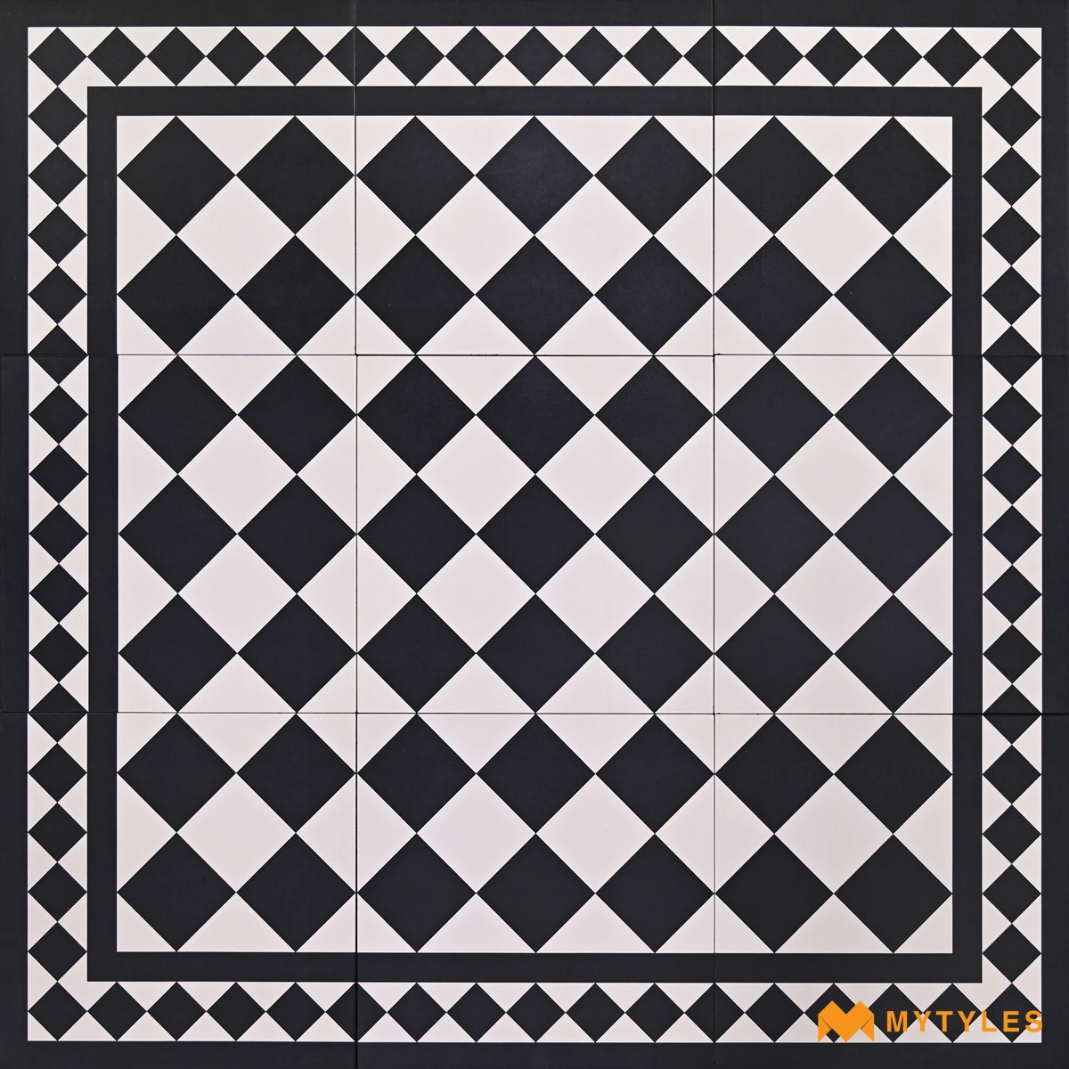 Black & White Checked Carpet Tile | Victorian Diamond