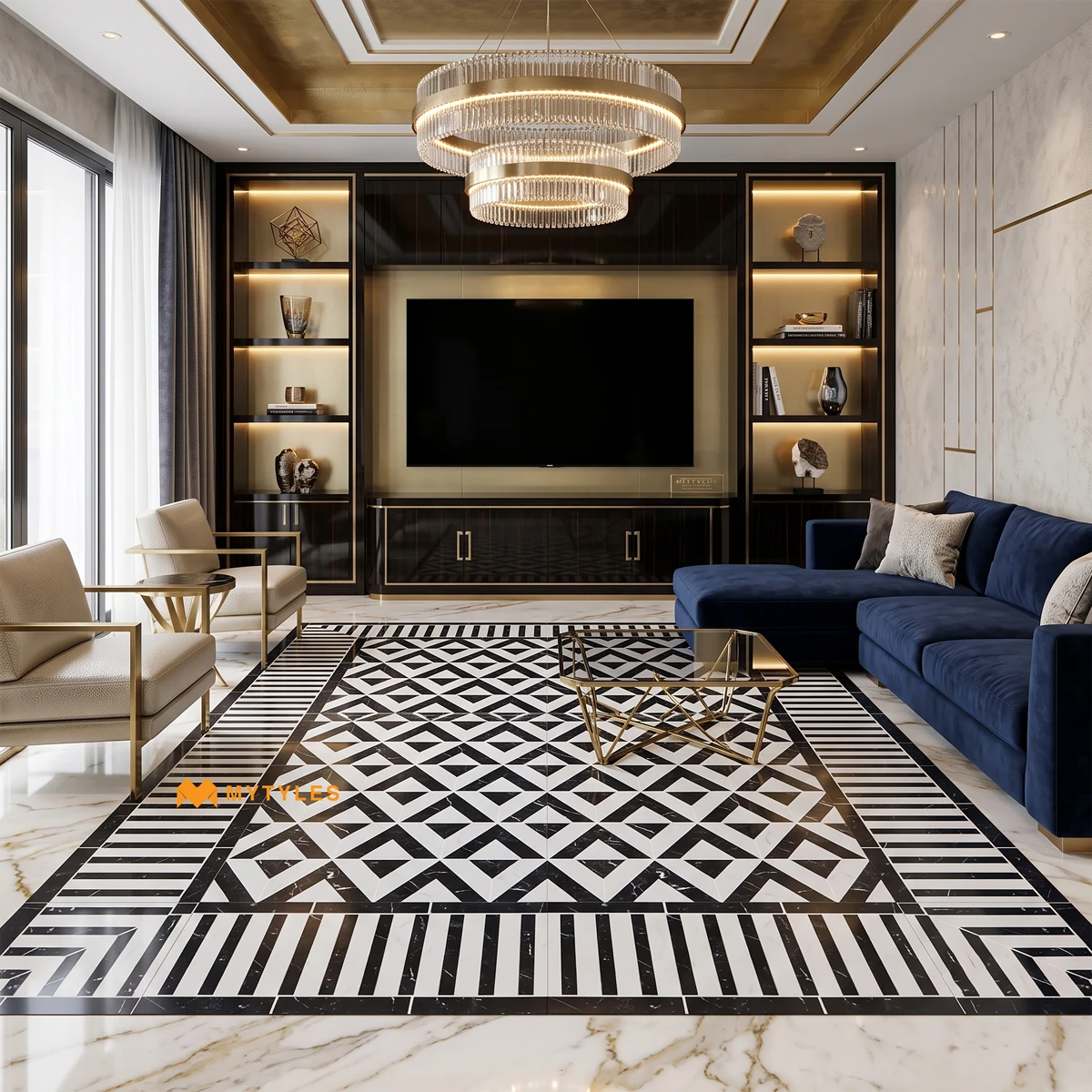 Black & White Geometric Carpet Tile | Noir Facet