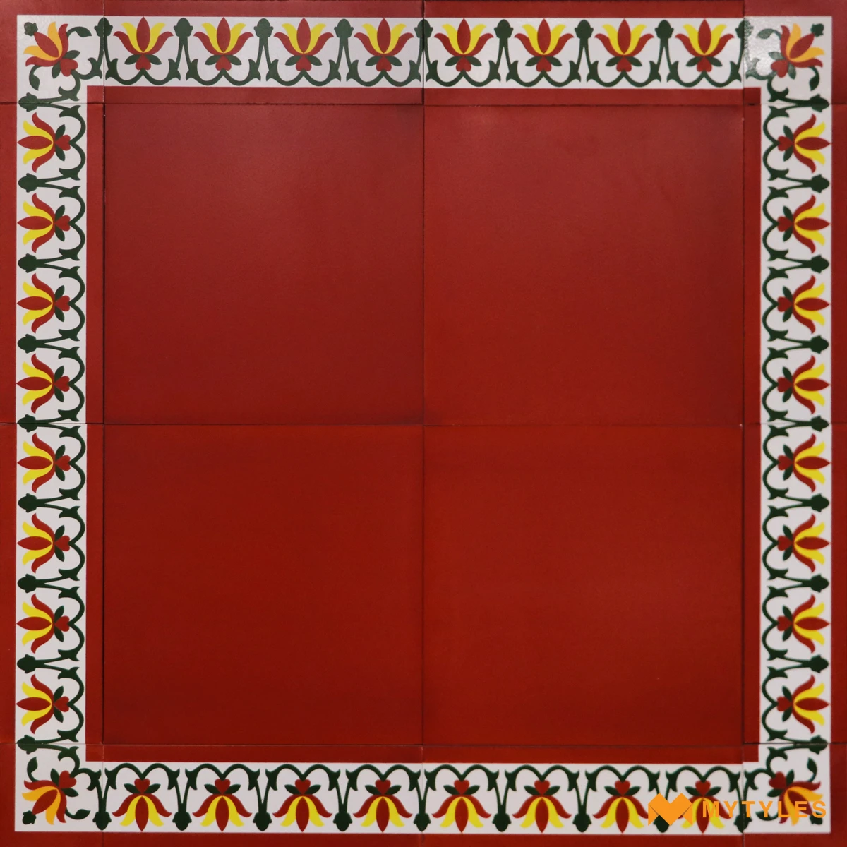 Terracotta Floral Carpet Tile | Vermilion Garland