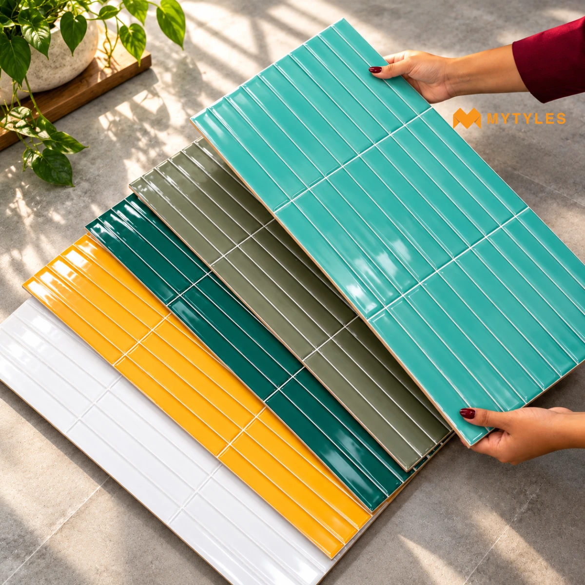 Turquoise Blue KitKat Tile | Aqua Linear
