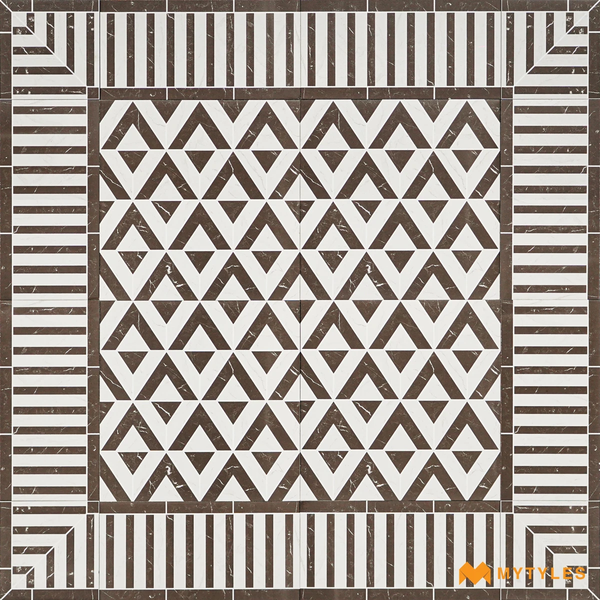 Brown & White Geometric Carpet Tile | Cocoa Apex