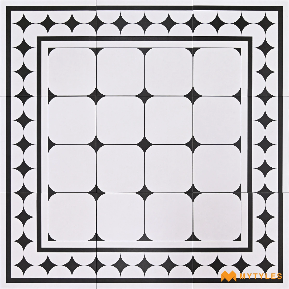 Black & White Geometric Carpet Tile | Eclipse Grid