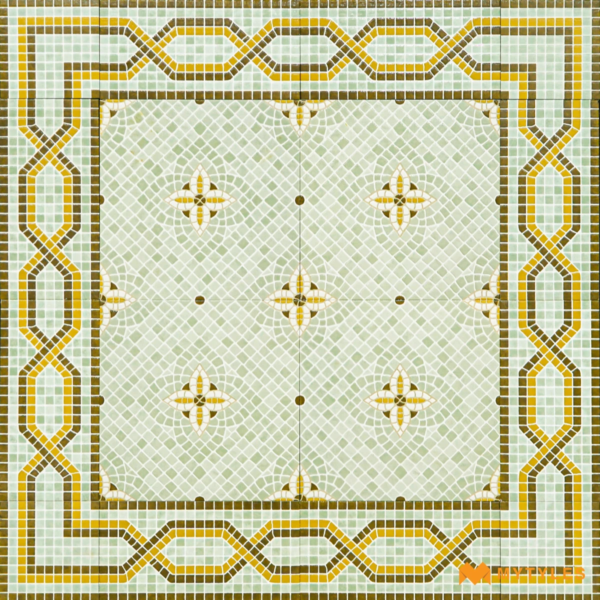 Green Mosaic Carpet Tile | Honey Clover