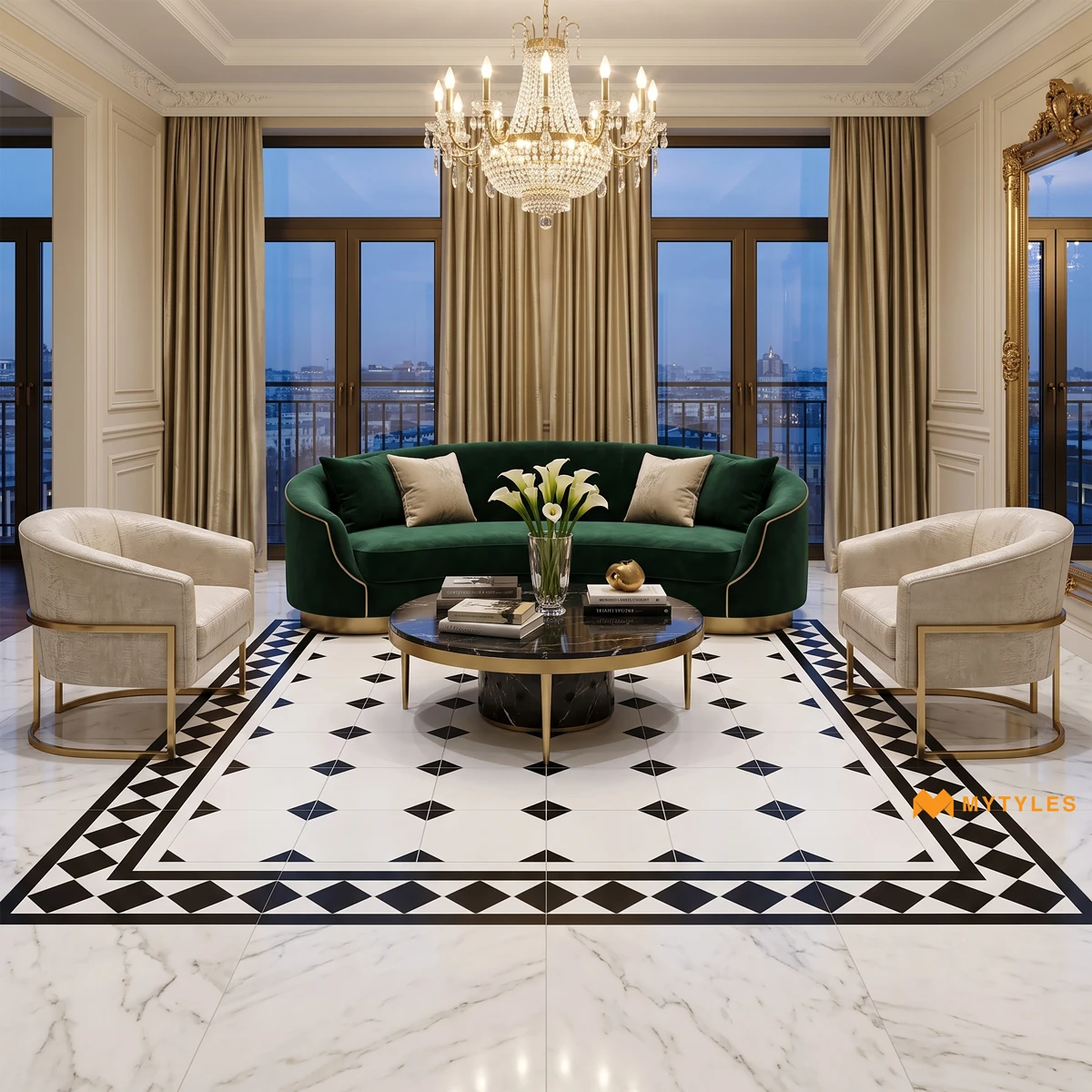 Black & White Diamond Carpet Tile | Monochrome Regent
