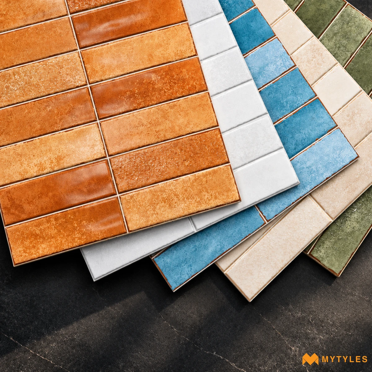 Terracotta Orange Geometric Tile | Amber Brickline