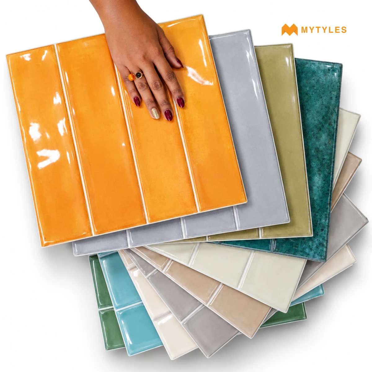 Multicolour Glossy Subway Tile | Amber & Aqua Edit