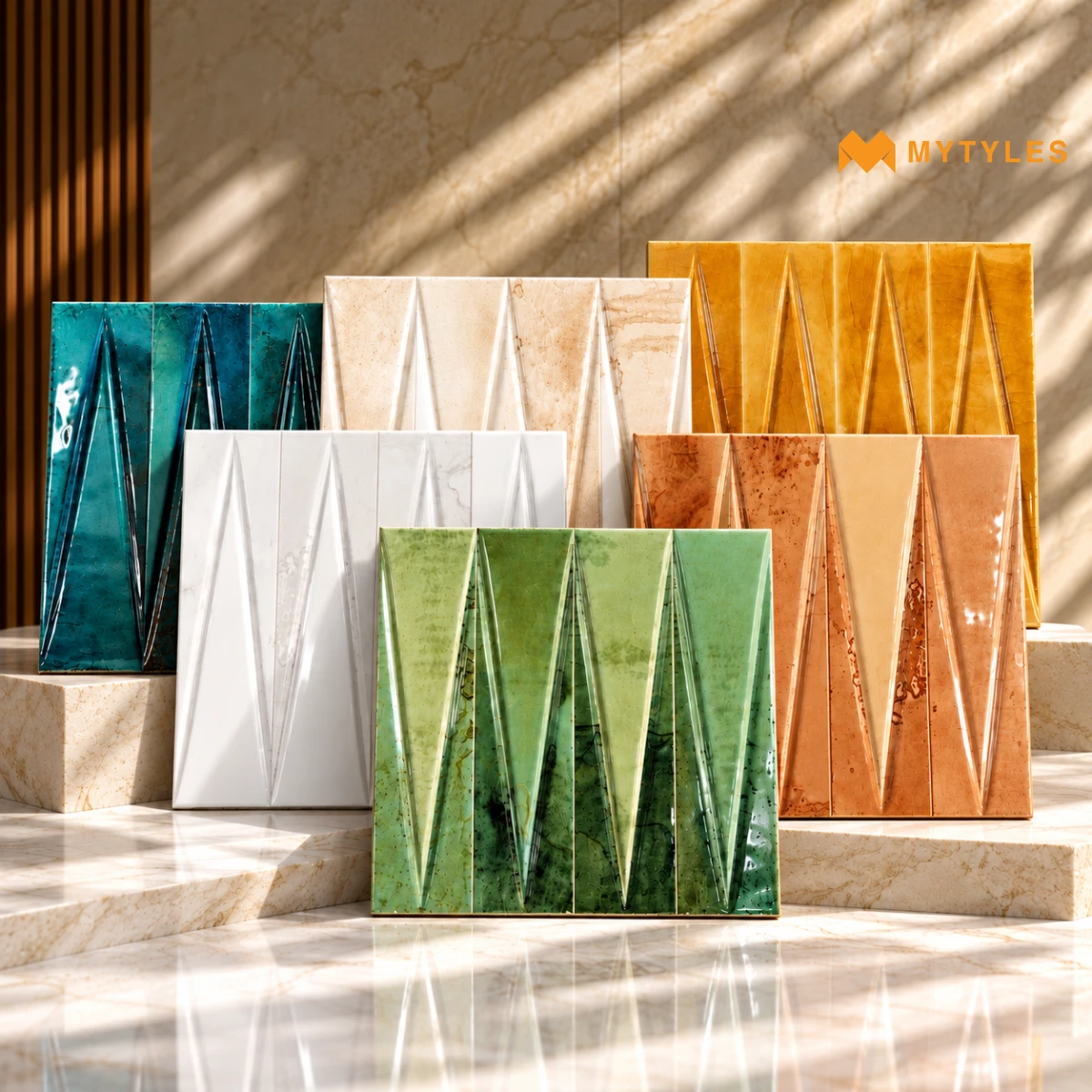 3D Geometric Subway Tile | Sculpted Peaks