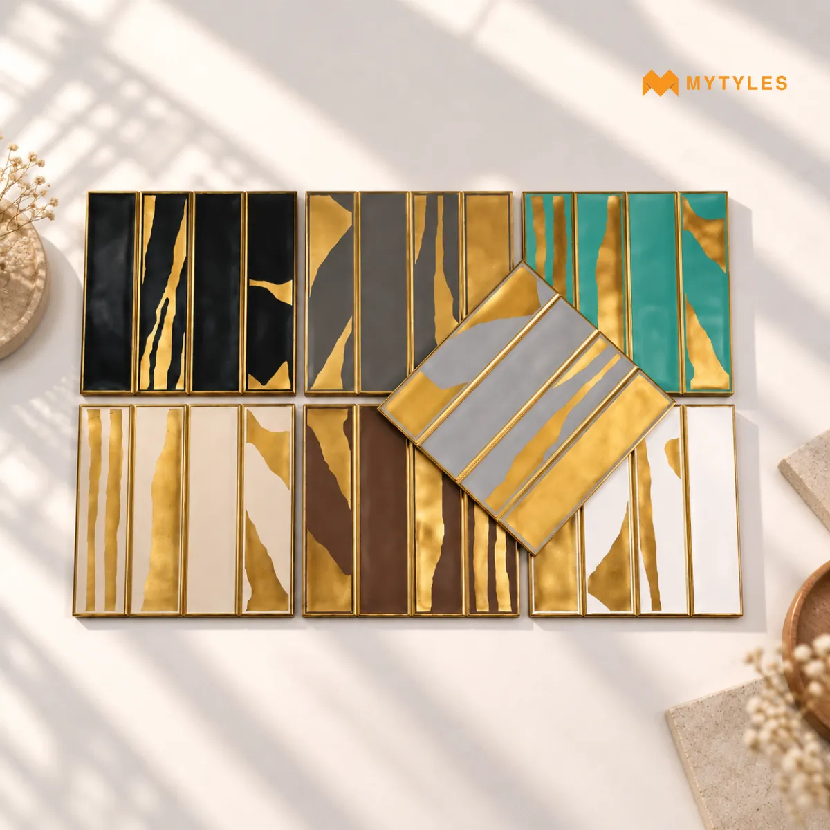 Metallic Gold Subway Tile | Gilded Strokes | MyTyles