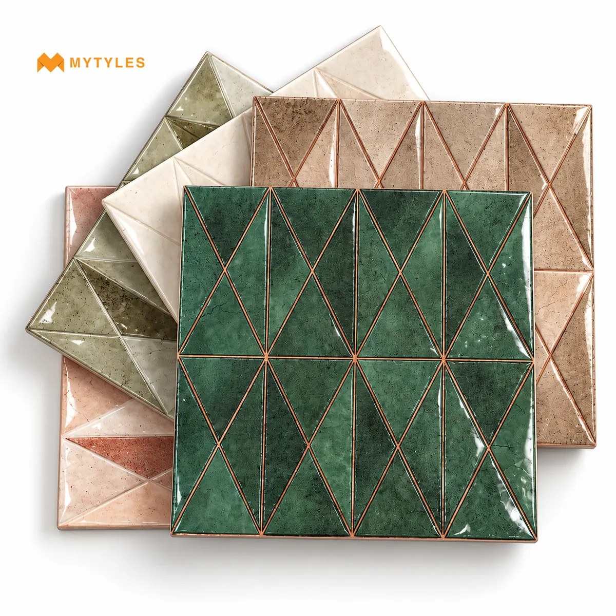 Geometric Subway Tile | Copper Diamond Mosaic | MyTyles