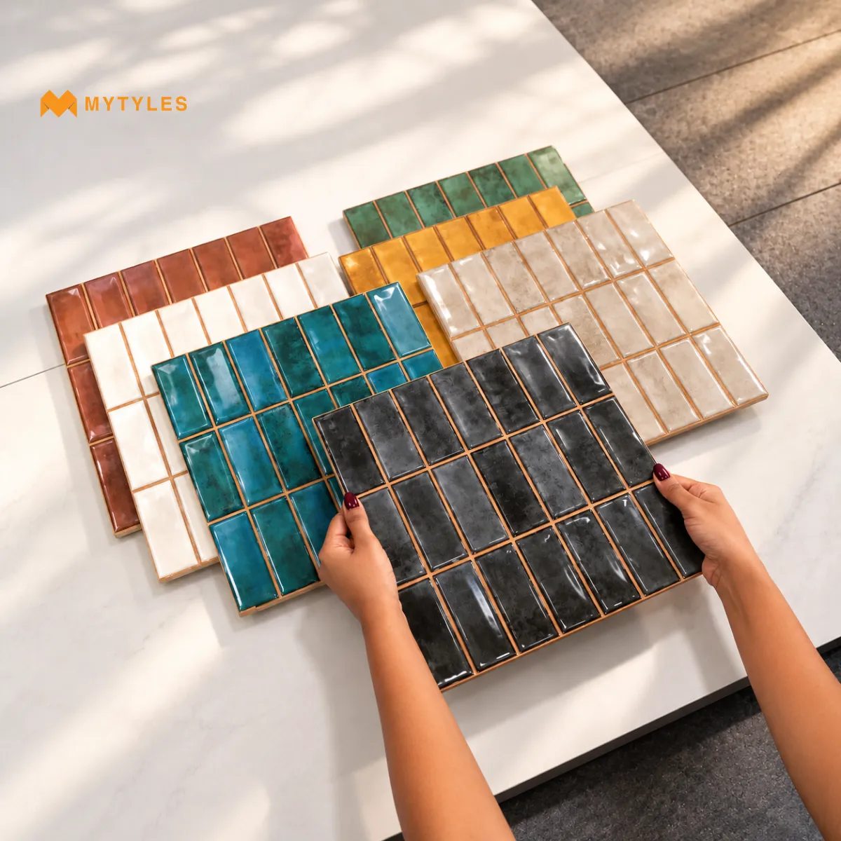 Glossy Linear Subway Tile | Chromatic Grid | MyTyles