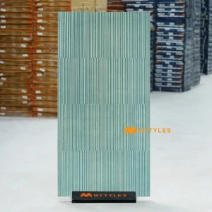 undefined-Teal Blue Fluted Punch Vitrified Textured Tile Code38957 600x1200mm 2Pc