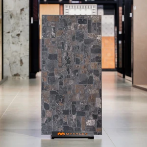 undefined-Vitrified Black Floor and Wall Tile Code37007 (600x1200mm, Punch)