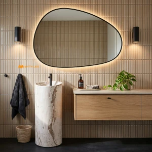 undefined-Luxury Brown Travertine-Look Glossy Pedestal Wash Basin Code40503