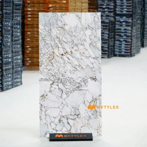 undefined-Vitrified White Marble Look Floor and Wall Tile Code38903 (600x1200mm, Granula)