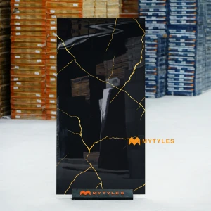 Black Lightning Gold Marble Tile Code40169