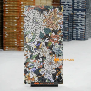 undefined-Black Tesserae Granula Vitrified Tropical Wall Tile Code38926 600x1200mm 2Pc