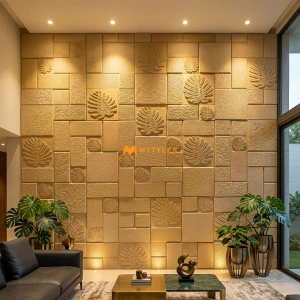 undefined-Natural Stone Wall Cladding Code15655 (Random Size, Stone)  Mint Monstera