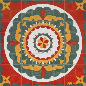 undefined-Chettinad Heritage Matt Ceramic Athangudi Tile Set Code40778 300x300mm 8Pc