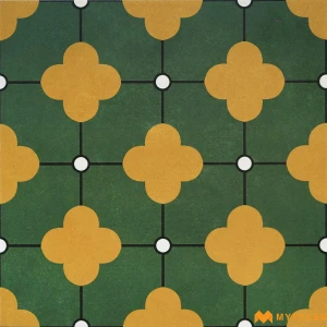 Green Mustard Quatrefoil Moroccan Tile Code39774