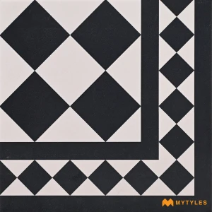 undefined-Victorian Checkerboard Corner Matt Vitrified Carpet Tile Code40479A 300x300mm