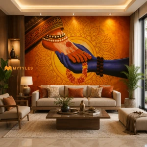 undefined-Shiv Parvati Charan Sparsh Matt Mural Tile Code39475 2400x2400mm 8Pc Set