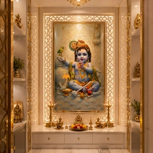 undefined-Little Krishna Wall Poster Tile Code38289 (600x1200mm, Matt with Glitter)