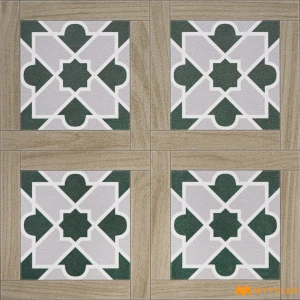 undefined-Faux Wood Emerald Motif GHR Ceramic Inlay Tile Code40771 300x300mm 11Pc