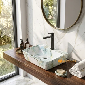 undefined-Ceramic White Table Top Wash Basin Code35997 (350x450x140mm, Glossy)