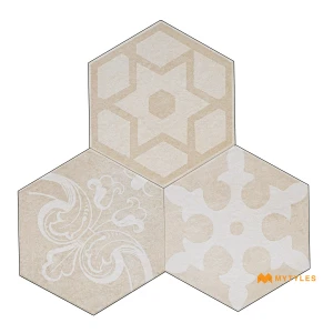 undefined-Vitrified Beige Hexagon Floor and Wall Tile Code39104 (220x255mm, Luster)