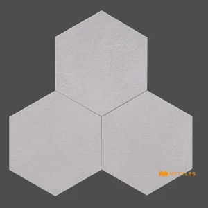 undefined-Vitrified Gray Hexagon Floor and Wall Tile Code39105 (220x255mm, Carving Matt)