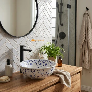 undefined-Royal Delft White Glossy Ceramic Table Top Wash Basin Code39481