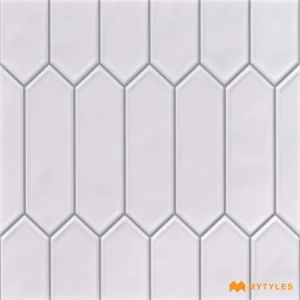 undefined-Satin White Picket Ceramic Geometric Wall Tile Code39457 300x300mm 11Pc