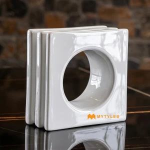 undefined-Arctic White Hollow Circle Glossy Ceramic Jali Code40955 150x150x68mm 6Pc