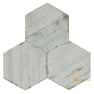 undefined-Vitrified Gray Hexagon Floor and Wall Tile Code39100 (220x255mm, Carving Matt)