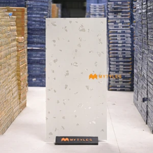 undefined-White Terrazzo Floor and Wall Tile Code36983 (600x1200mm, Carving Matt)