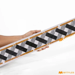 undefined-Vitrified White and Black Border Tile Code33827 (100x1200mm, Glossy)