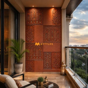 undefined-Terracotta Craft Wall Mural Code37682 (1200x2400mm, Resin with Stone)