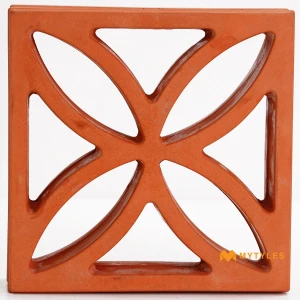 undefined-Earthen Clover Terracotta Concrete Jali Code39984 200x200x60mm 5Pc