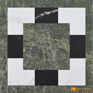 undefined-Alpine Green Inlay Matt Vitrified Moroccan Tile Code39167 300x300mm